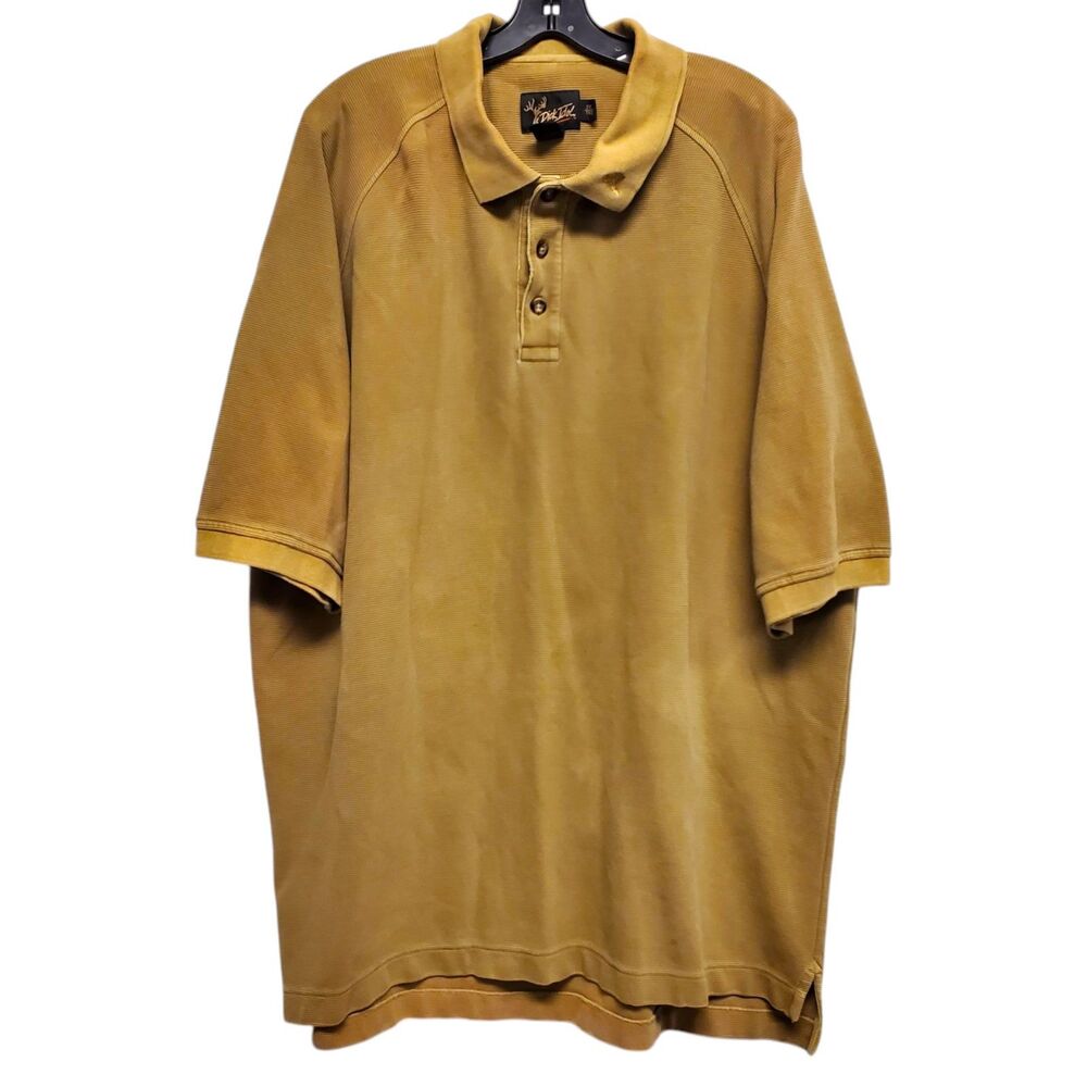 DICK IDOL Polo Shirt Mens 2XLT TALL Beige Casual Cotton Travel Vacation Preppy